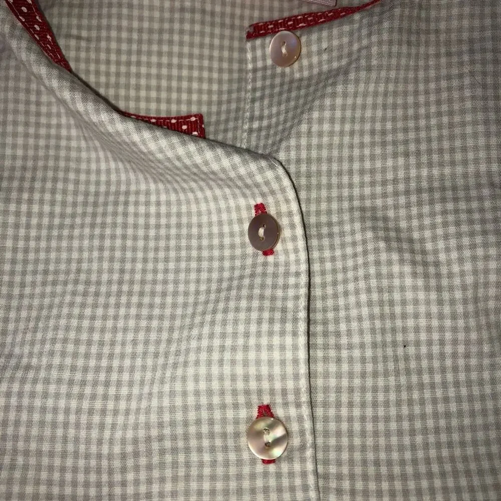Malina Girls' Linen Dress White Red Embroidered Gingham Size 4T